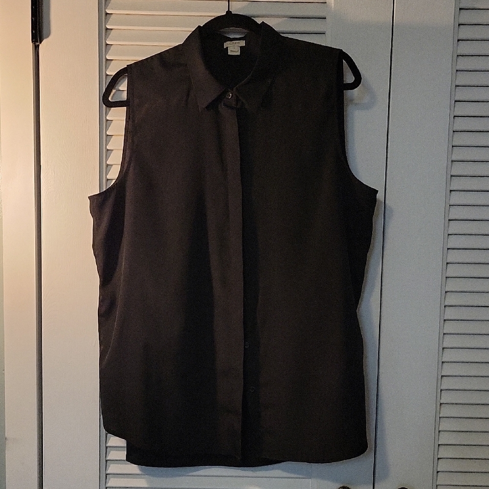 J. Crew Women's Black Sleeveless Button Down Shirt